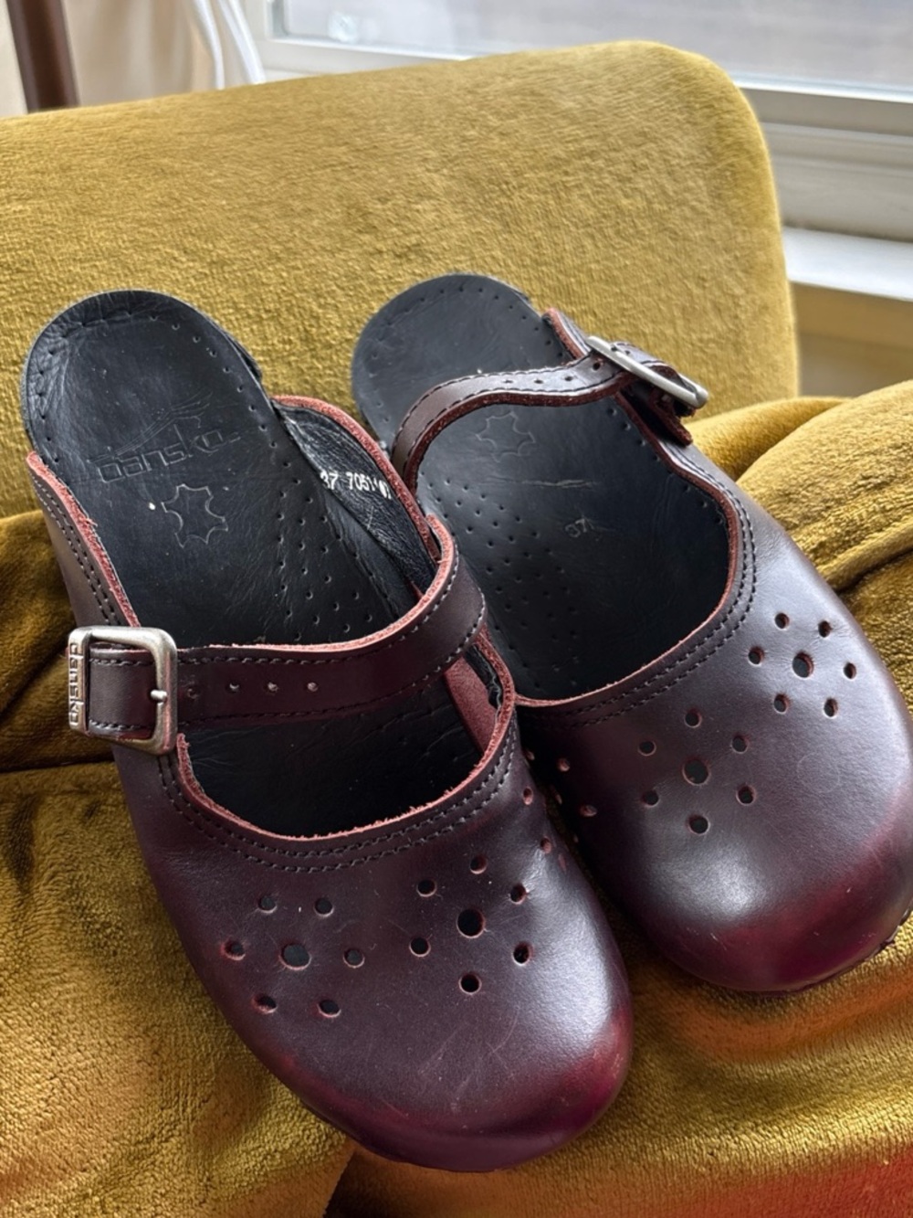Dansko Women's Burgundy Leather Mary Jane Clogs